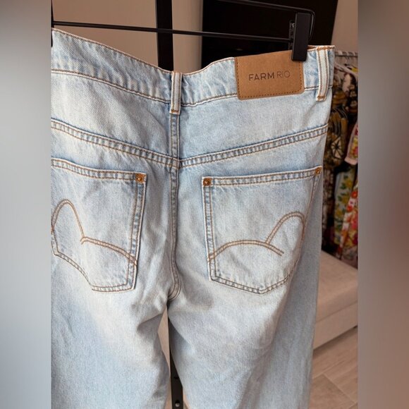 Farm Rio: Denim / Jeans Embroidered Bows Pants - Picture 9 of 10